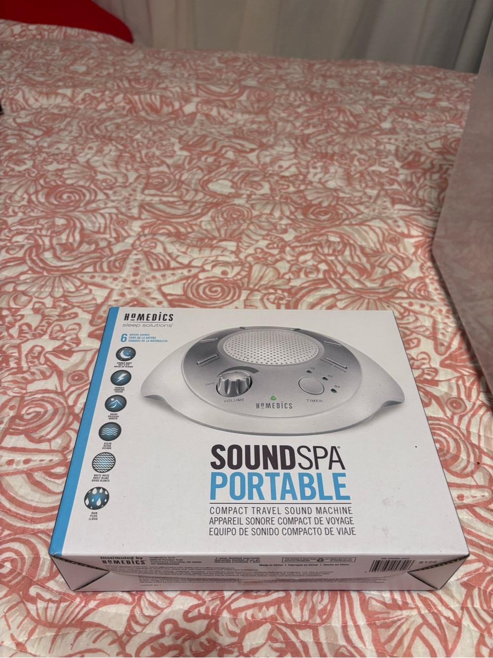 Homedics SoundSpa Portable Travel Sound Machine in White